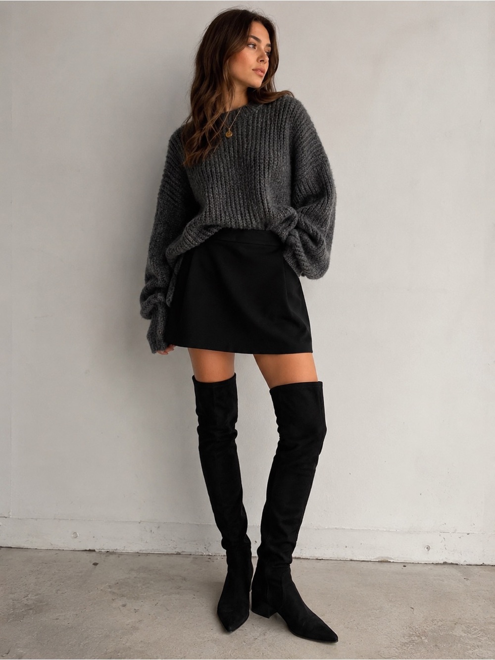 Vintage Emanuel Ungaro Black Wool Miniskirt